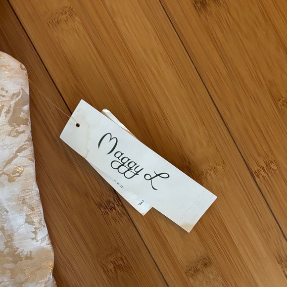 Chic Cream and Gold Ruffle Midi Dress - Picture 4 of 6